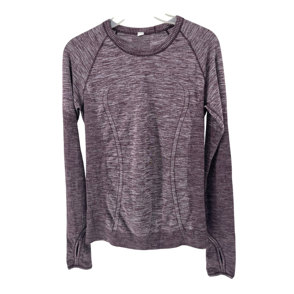 Lululemon Swiftly Tech Long Sleeve Crew Purple Heathered Running‎ Top Size M
